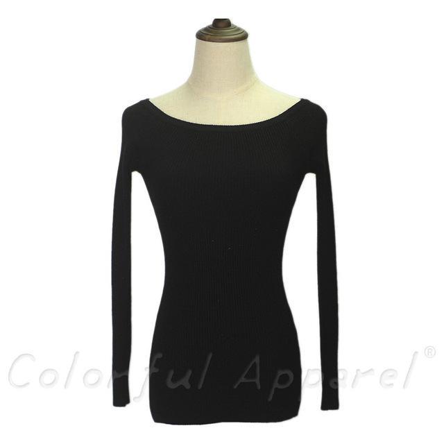 Slit Neckline Strapless Sweater