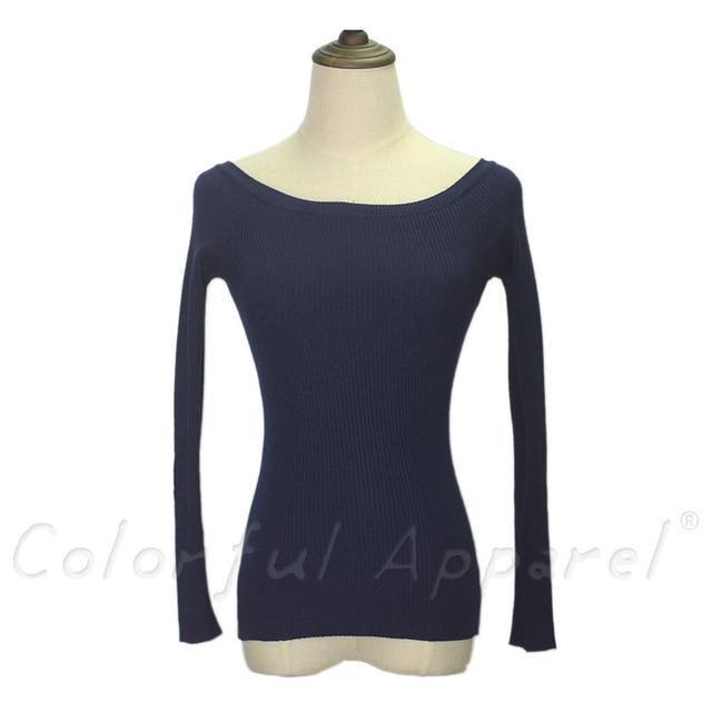 Slit Neckline Strapless Sweater