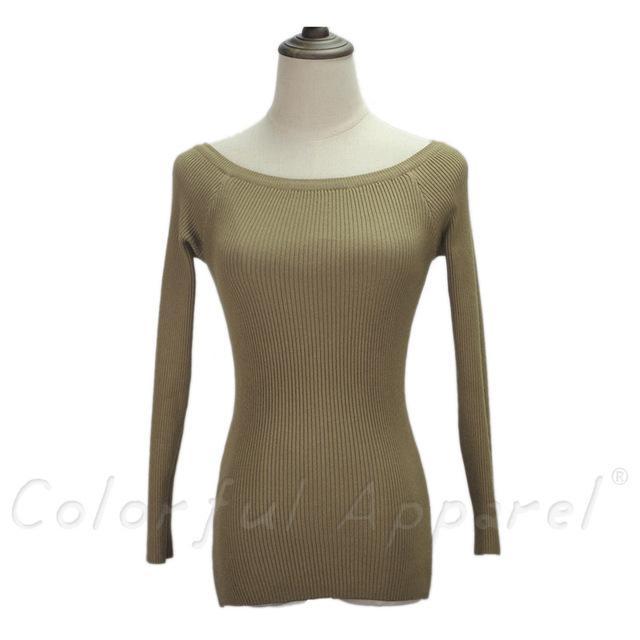 Slit Neckline Strapless Sweater