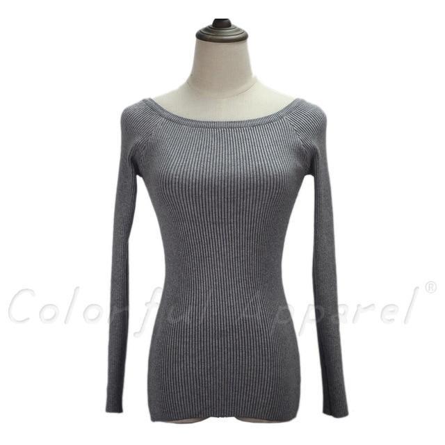 Slit Neckline Strapless Sweater