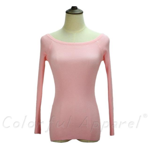 Slit Neckline Strapless Sweater