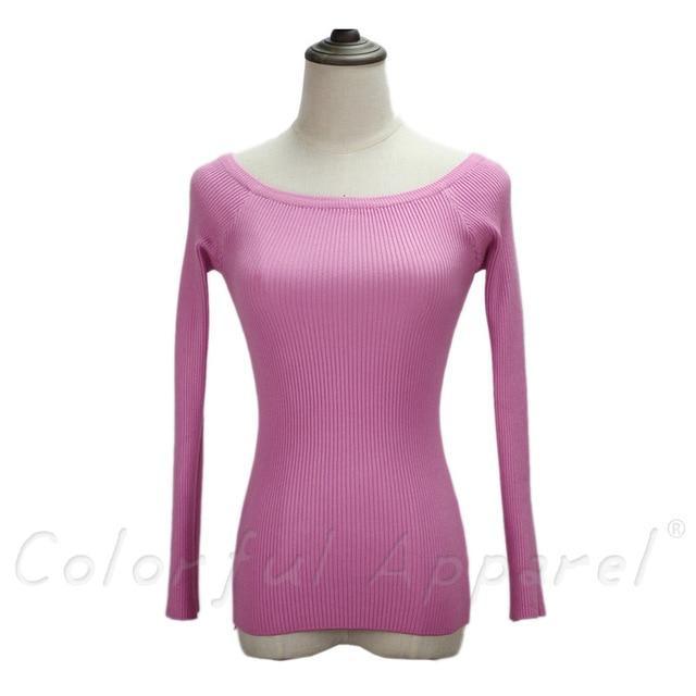 Slit Neckline Strapless Sweater