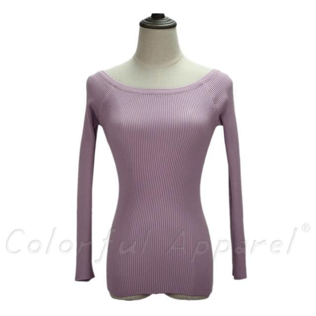 Slit Neckline Strapless Sweater