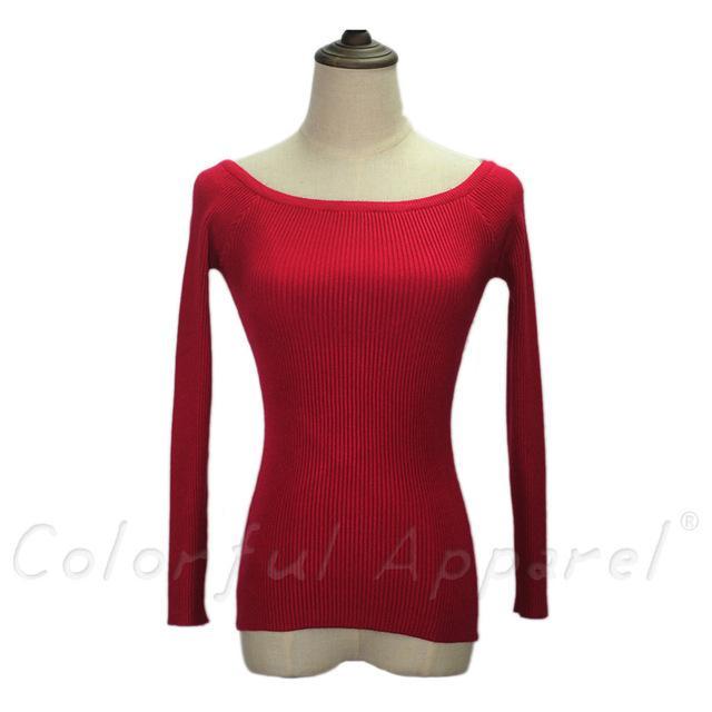 Slit Neckline Strapless Sweater