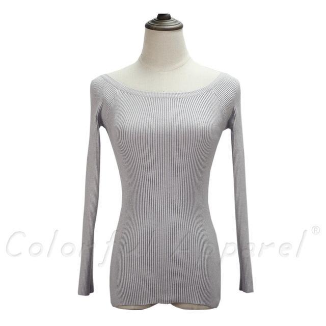 Slit Neckline Strapless Sweater