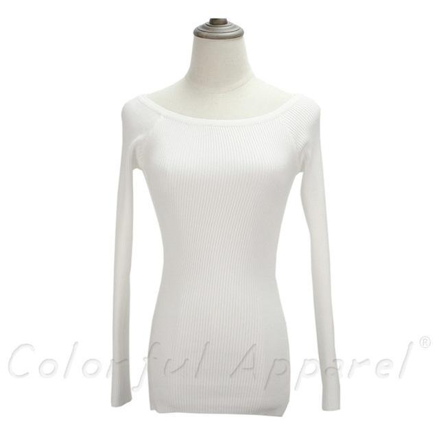 Slit Neckline Strapless Sweater