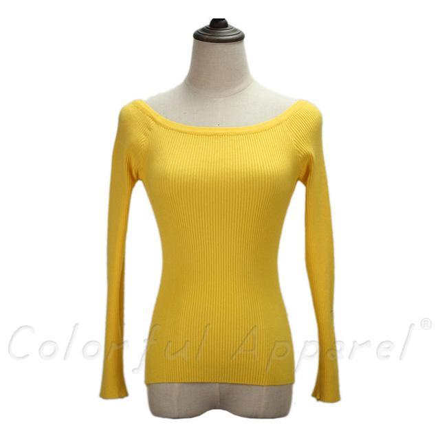 Slit Neckline Strapless Sweater