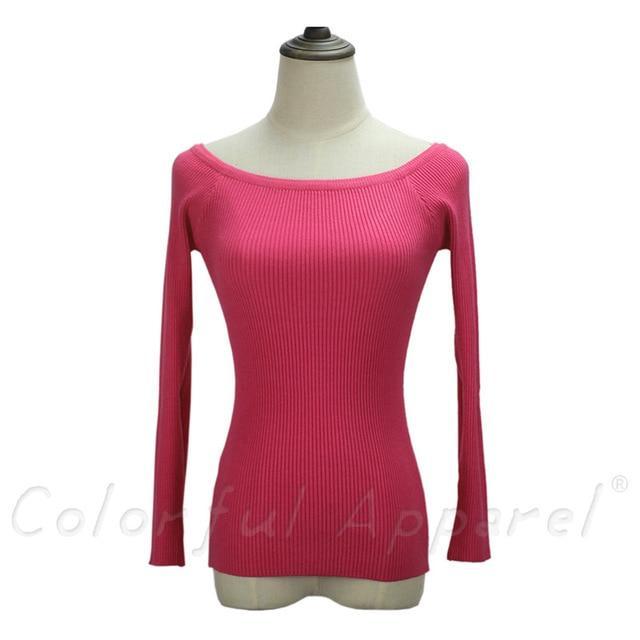 Slit Neckline Strapless Sweater