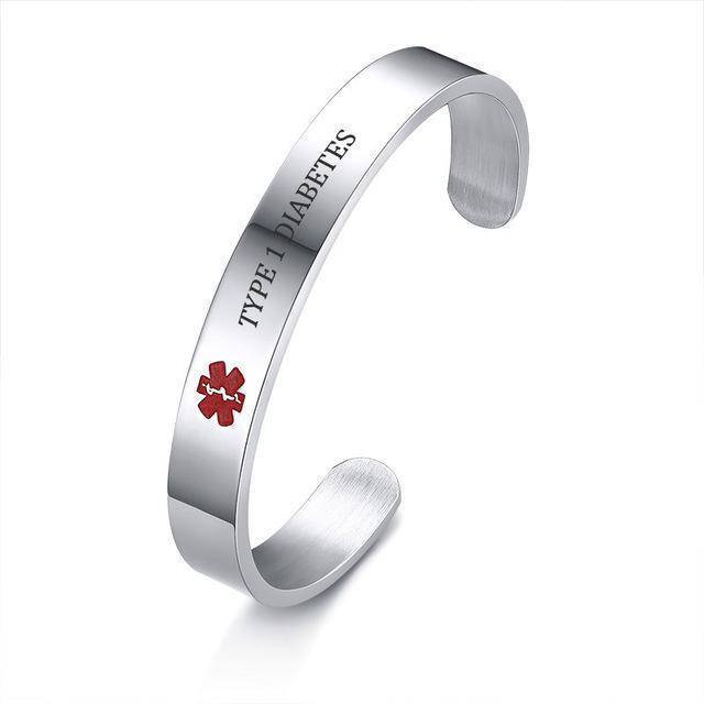 Diabetic Medical Alert Bracelet - Stainless Steel - Type 1 and Type 2 Diabetes