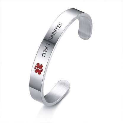 Diabetic Medical Alert Bracelet - Stainless Steel - Type 1 and Type 2 Diabetes