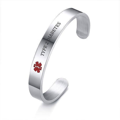 Diabetic Medical Alert Bracelet - Stainless Steel - Type 1 and Type 2 Diabetes