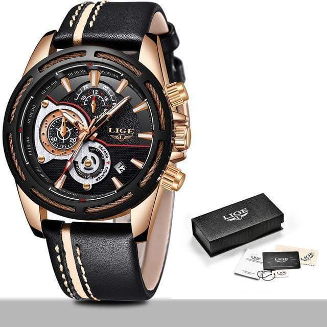 LIGE New Mens Watches Luxury Quartz Watch