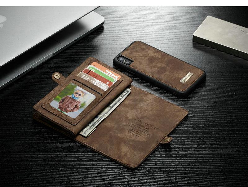All-In-One Handmade Trifold Leather Removable iPhone Wallet