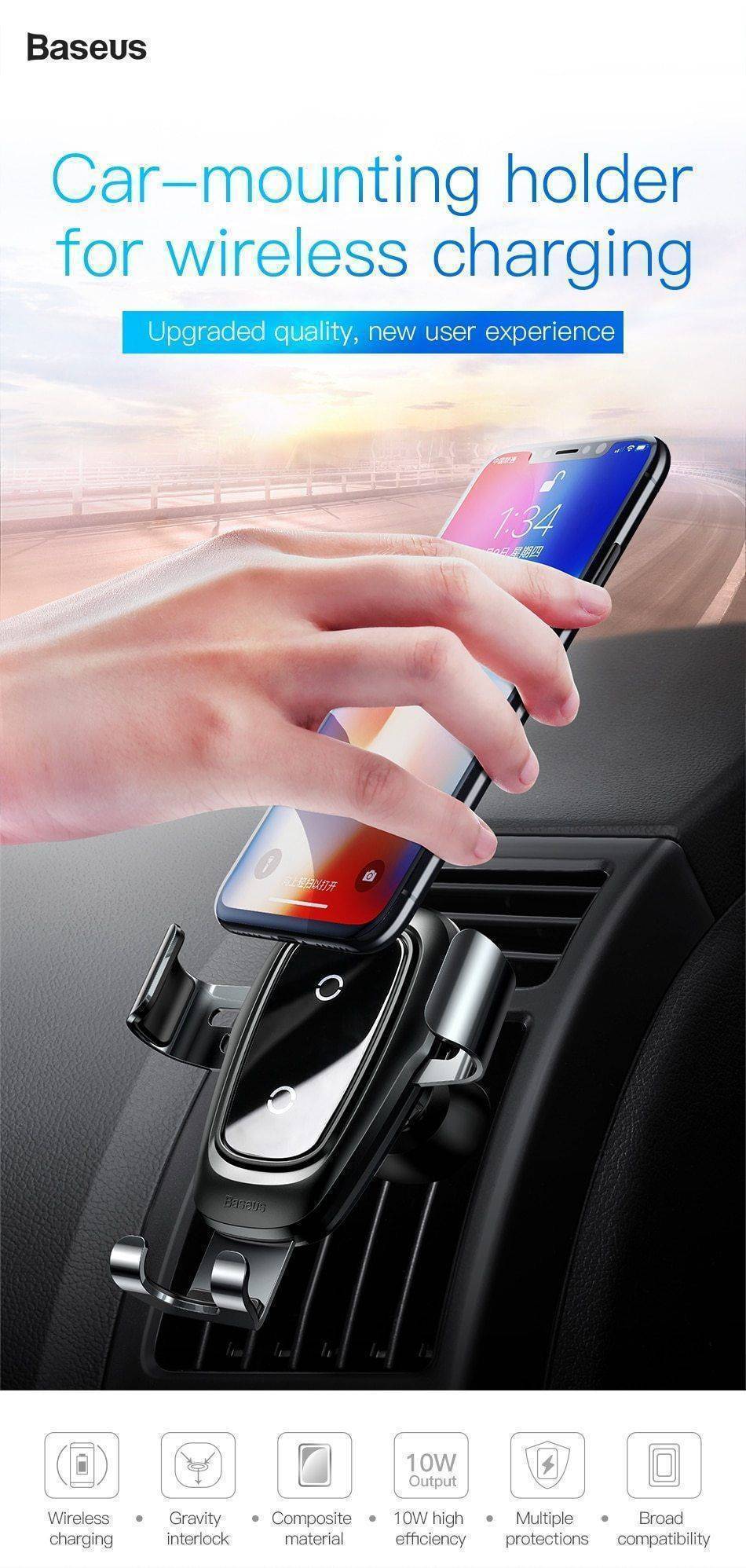 Qi Wireless Gravity Car Charger for iPhone and Samsung