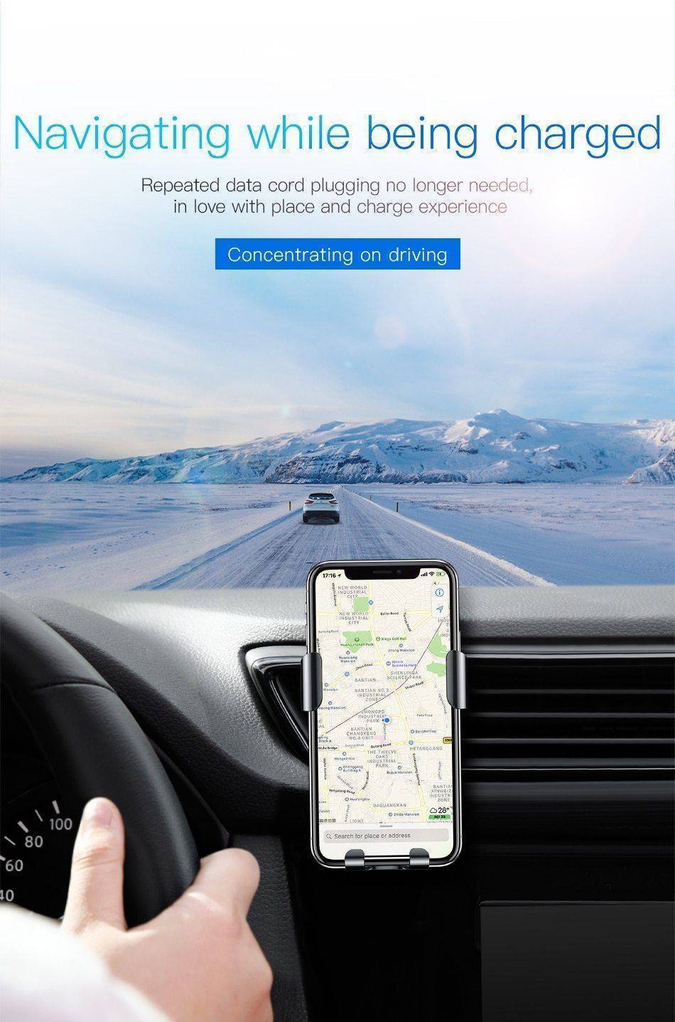 Qi Wireless Gravity Car Charger for iPhone and Samsung