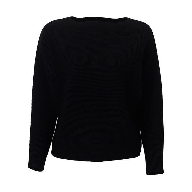 Slash Neck Knitted Sweater