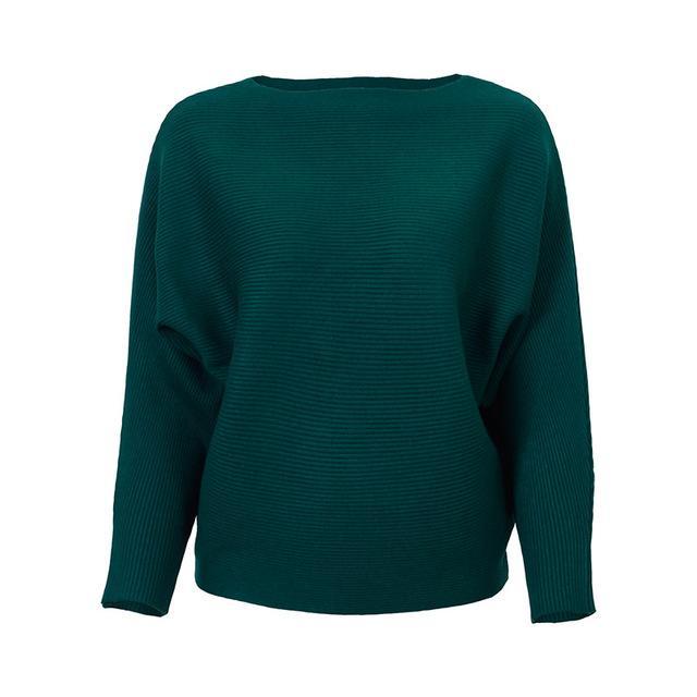 Slash Neck Knitted Sweater