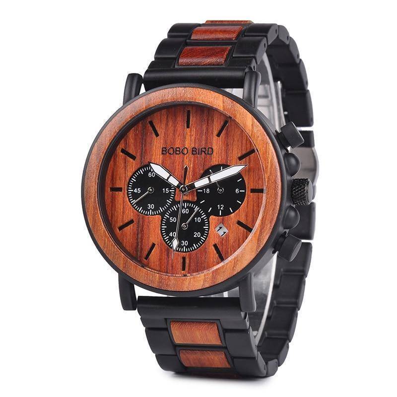 Wooden Men's Watch Military Chronograph