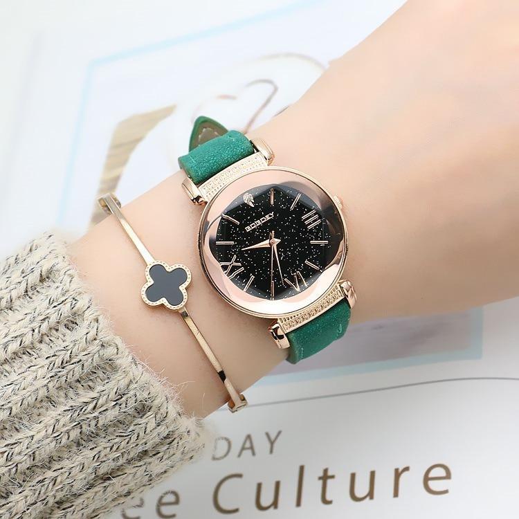 New Rose Gold Leather Designer Gift Women Watch