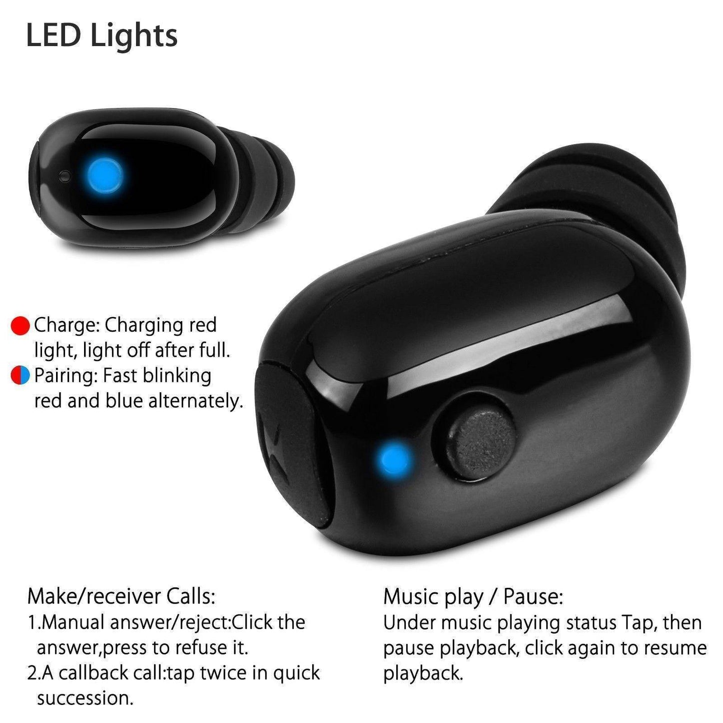 Waterproof Wireless Bluetooth Mini Sports Headphones In-Ear Earbud Earphones Earpiece for iPhone Samsung Android