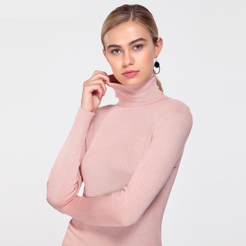 Shiny Sequins Women Turtleneck Sweater