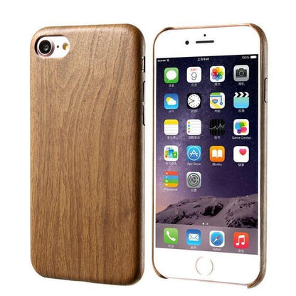 Wooden Skin PU Leather Case For iPhone