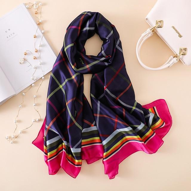 Checked Multi-Color Pattern Paris Series Premium Quality Luxury Silk Scarf