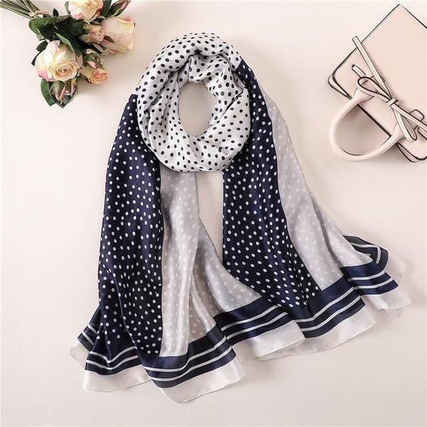 Multi-ColorBlackDottedPatternParisSeriesPremiumQualityLuxurySilkScarf