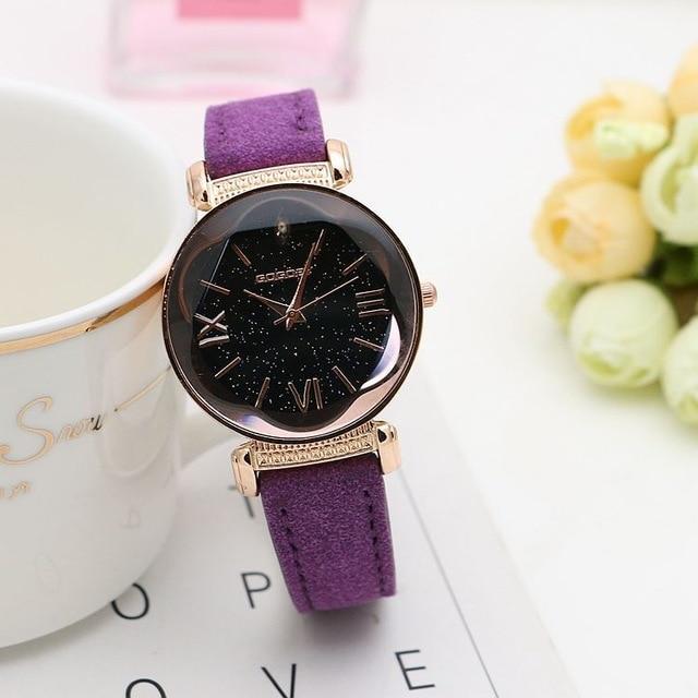 New Rose Gold Leather Designer Gift Women Watch