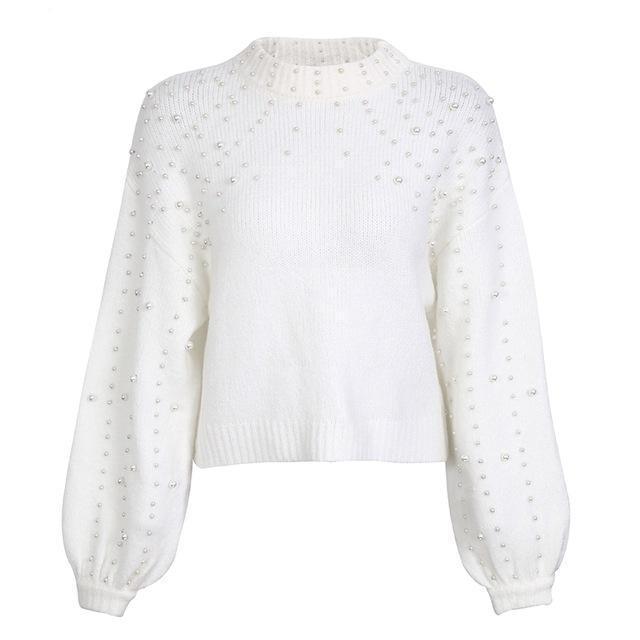 Pearl turtleneck knitted sweater