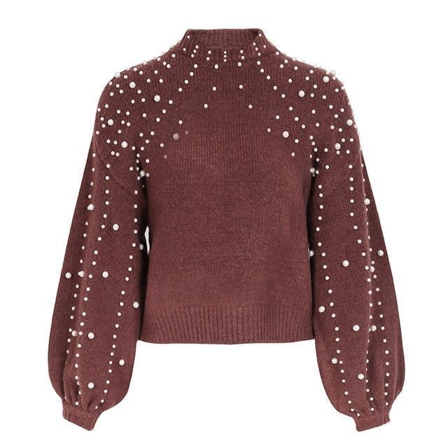 Pearl turtleneck knitted sweater