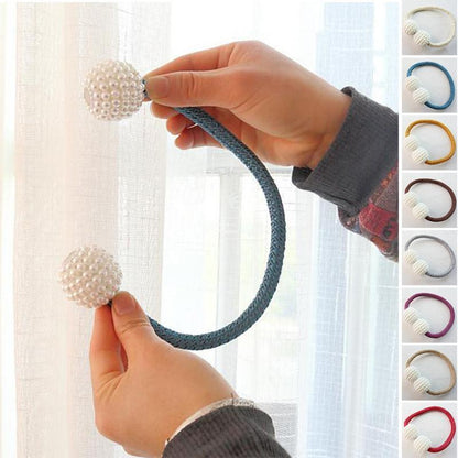 Pearl Curtain Tiebacks with Strong Magnetic Clips, 2 pcs
