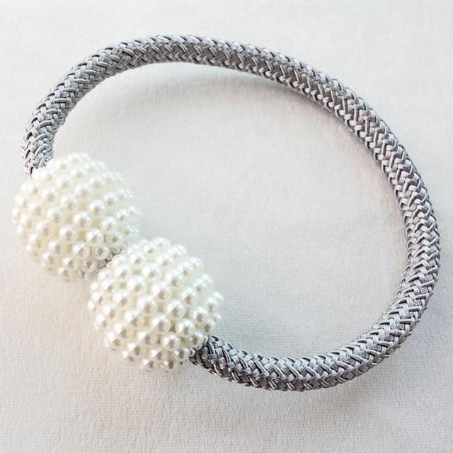 Pearl Curtain Tiebacks with Strong Magnetic Clips, 2 pcs