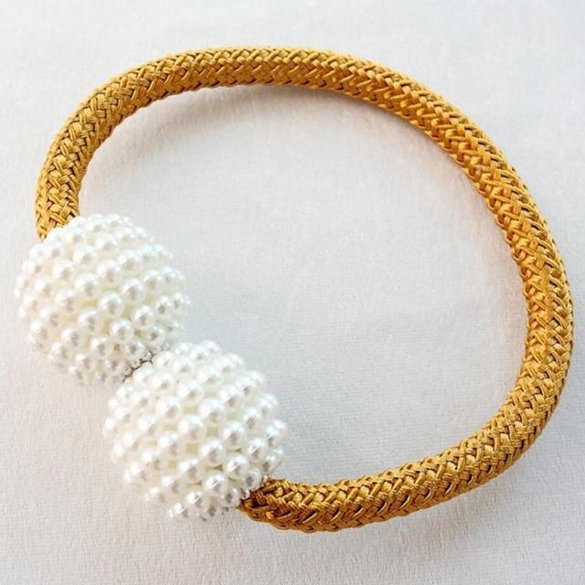 Pearl Curtain Tiebacks with Strong Magnetic Clips, 2 pcs
