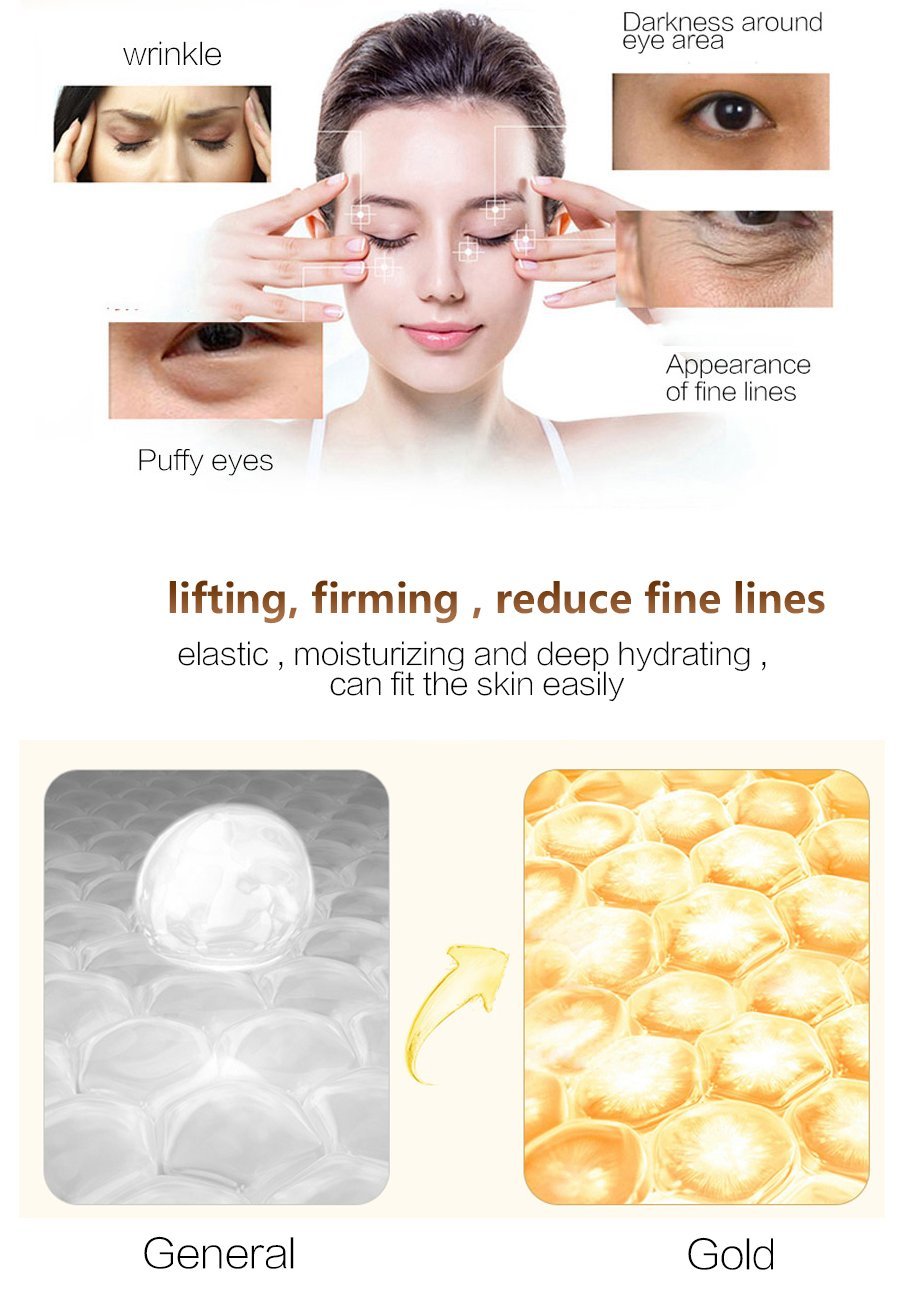 24K 30 Pcs Collagen Gold Eye Mask Golden Crystal Patches 30 pack
