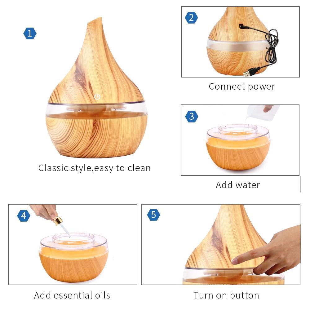 Wood Grain Electric Air Humidifier Ultrasonic Essential Oil Diffuser