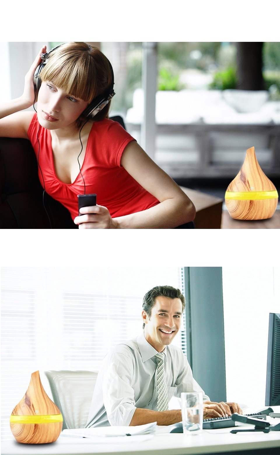 Wood Grain Electric Air Humidifier Ultrasonic Essential Oil Diffuser