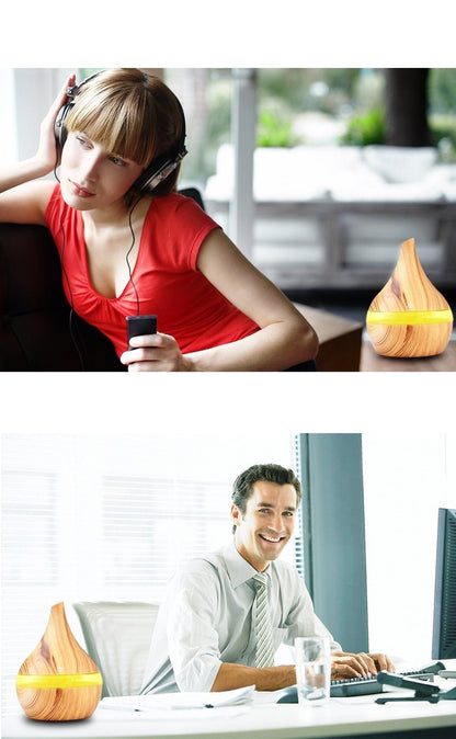 Wood Grain Electric Air Humidifier Ultrasonic Essential Oil Diffuser