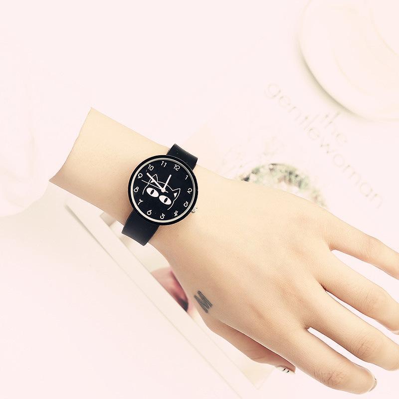 Black Minimalist Cat Lover Delight Designer Women Watch