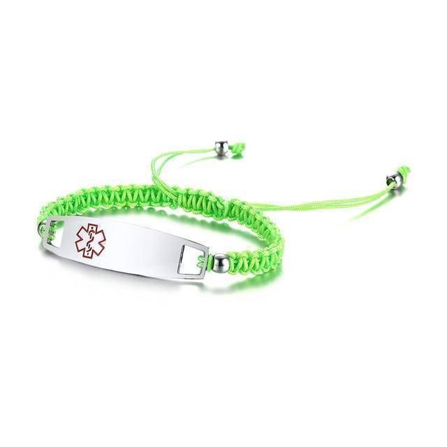 Diabetic Medical Alert ID Bracelet - Nylon Rope Braided Band for Diabetes Type 1 and Type 2