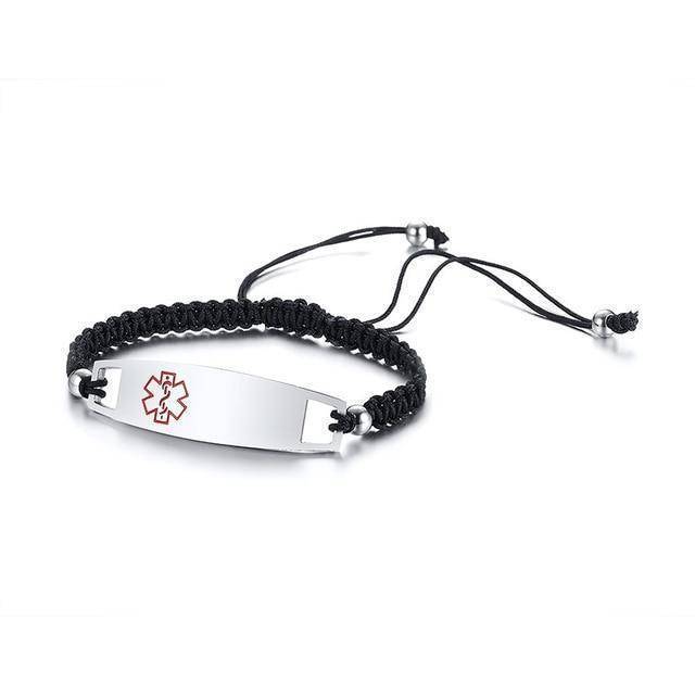Diabetic Medical Alert ID Bracelet - Nylon Rope Braided Band for Diabetes Type 1 and Type 2