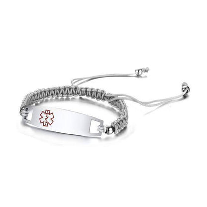 Diabetic Medical Alert ID Bracelet - Nylon Rope Braided Band for Diabetes Type 1 and Type 2