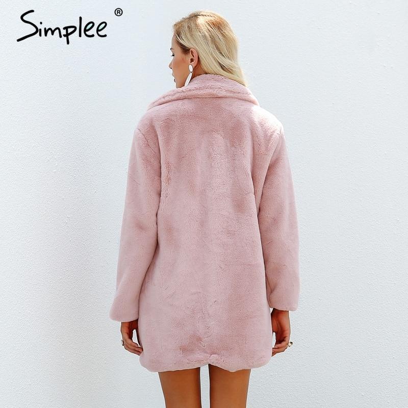 Simply Elegant Pink Shaggy Women Faux Fur Coat Jacket