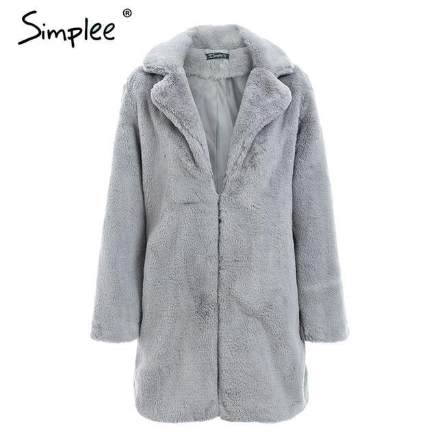 Simply Elegant Pink Shaggy Women Faux Fur Coat Jacket