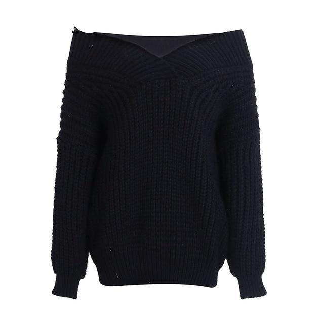 V-neck knitted sweater