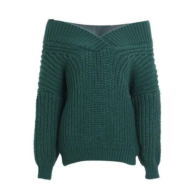 V-neck knitted sweater