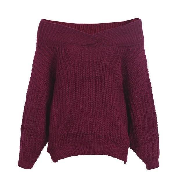 V-neck knitted sweater