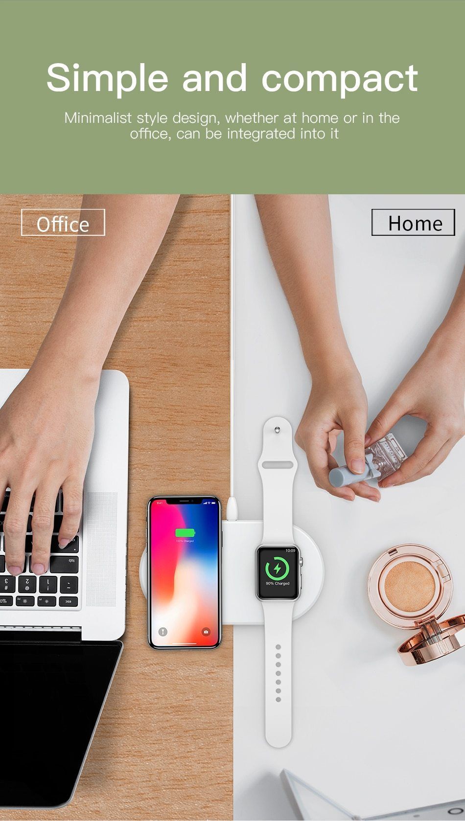 2 in 1 Wireless Charger Pad For Apple Watch iPhone X Xs Max XR Desktop Fast Wireless Charging Charger Born for Apple Fans