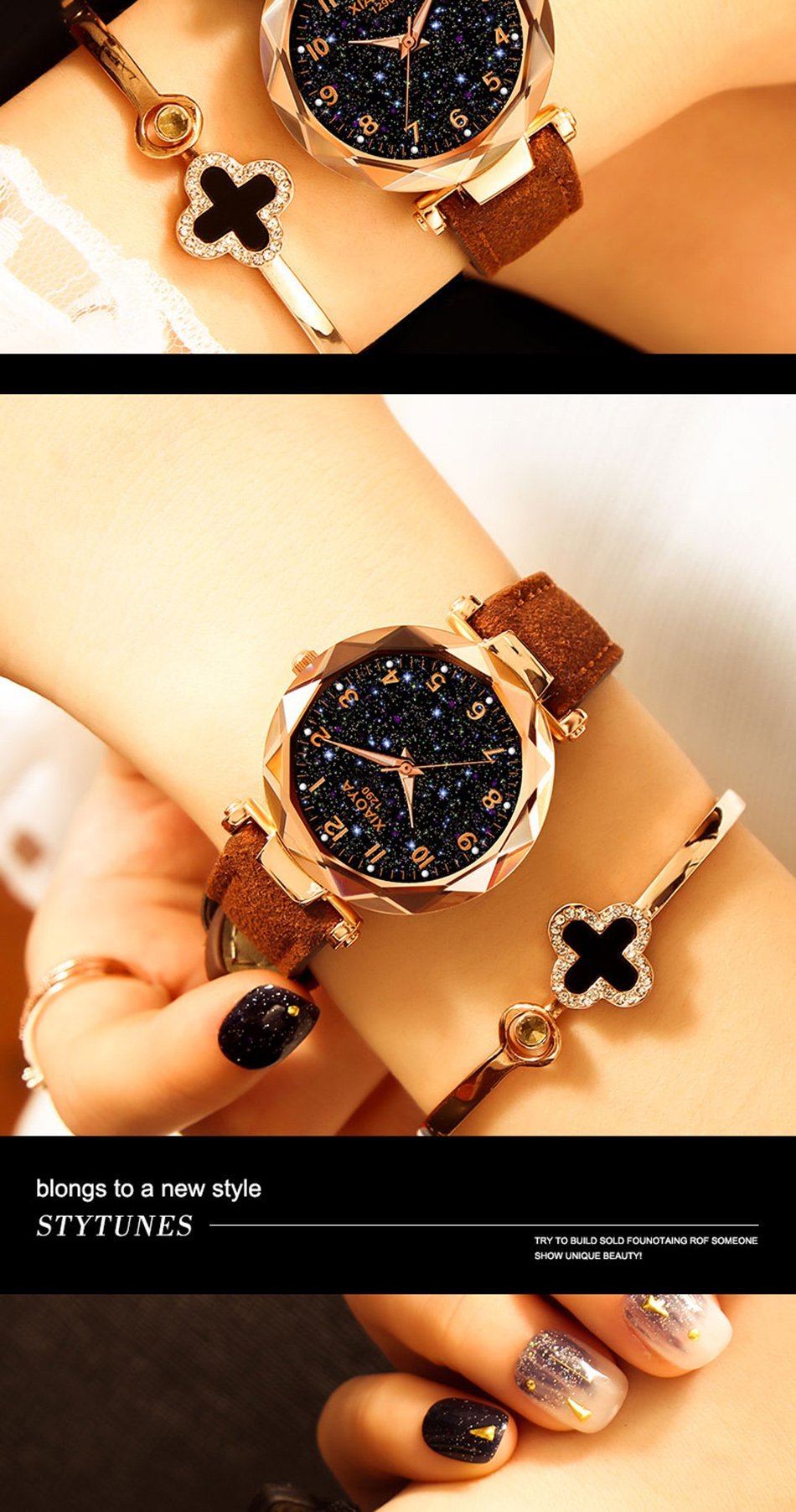 Multiple Colors Galaxy Star Designer Women's Bracelet Watch