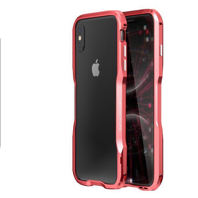 New Metal Shockproof Premium Frame Case w/ Sound Chamber - Aluminum Frame for iPhone 7 8 X XS XR Series